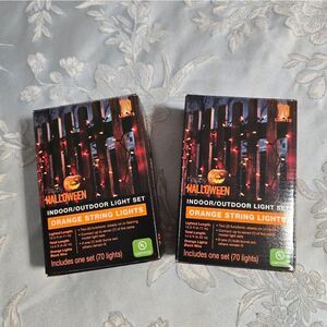Bundle of 2 Halloween Orange String Lights 140 Lights Total Indoor/Outdoor New